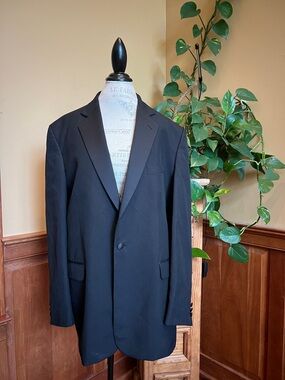Zylos George Macado Black Woolmark 100% Wool Suit Jacket 44L Sport Coat